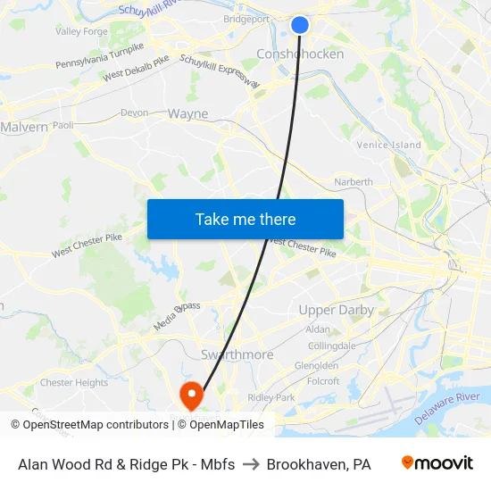 Alan Wood Rd & Ridge Pk - Mbfs to Brookhaven, PA map