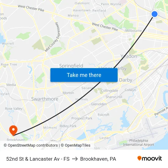 52nd St & Lancaster Av - FS to Brookhaven, PA map