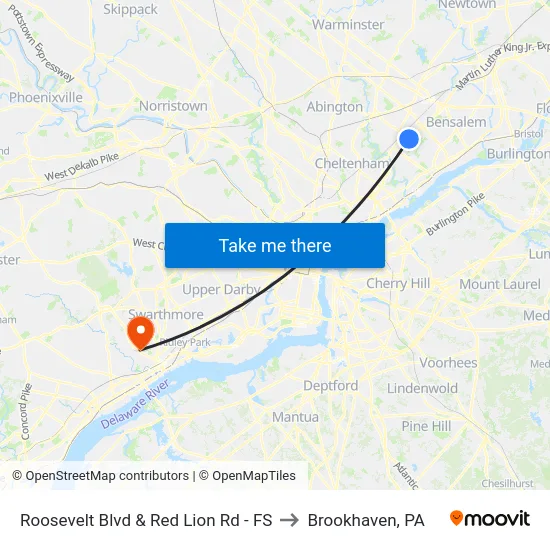 Roosevelt Blvd & Red Lion Rd - FS to Brookhaven, PA map