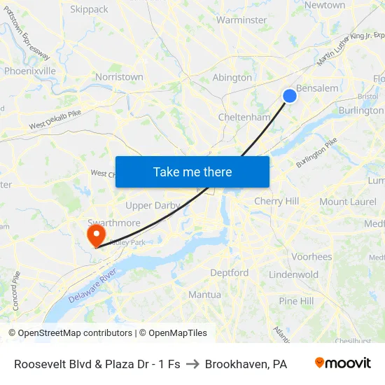 Roosevelt Blvd & Plaza Dr - 1 Fs to Brookhaven, PA map