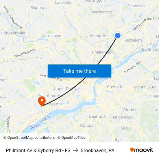 Philmont Av & Byberry Rd - FS to Brookhaven, PA map