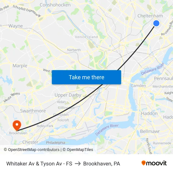 Whitaker Av & Tyson Av - FS to Brookhaven, PA map