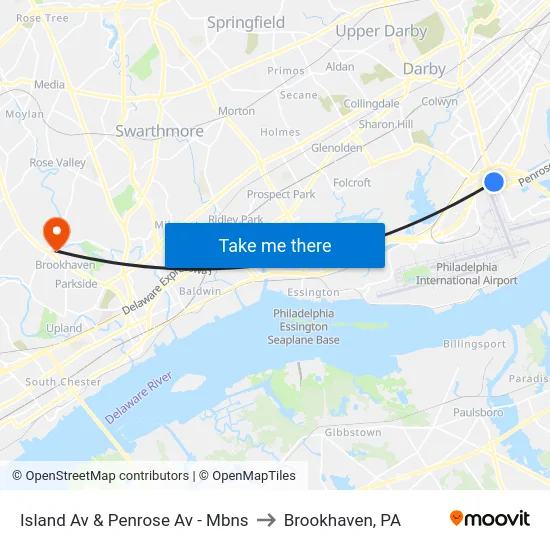 Island Av & Penrose Av - Mbns to Brookhaven, PA map