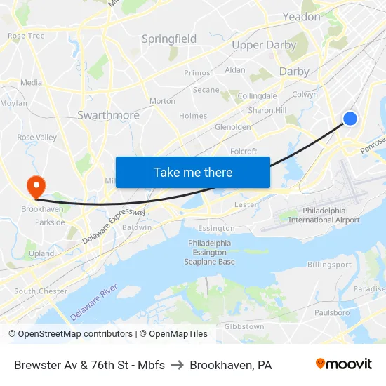 Brewster Av & 76th St - Mbfs to Brookhaven, PA map