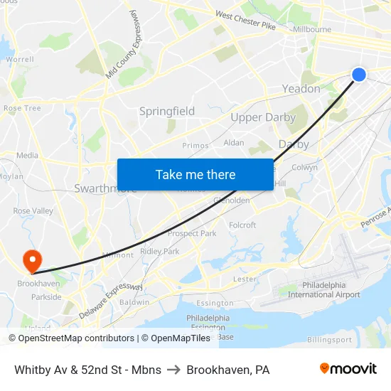 Whitby Av & 52nd St - Mbns to Brookhaven, PA map