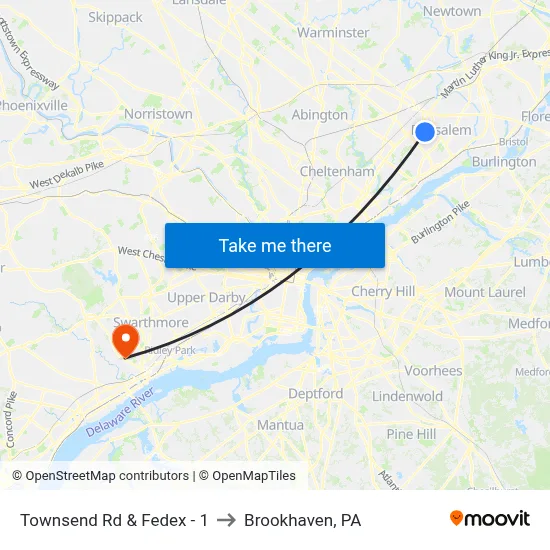 Townsend Rd & Fedex - 1 to Brookhaven, PA map