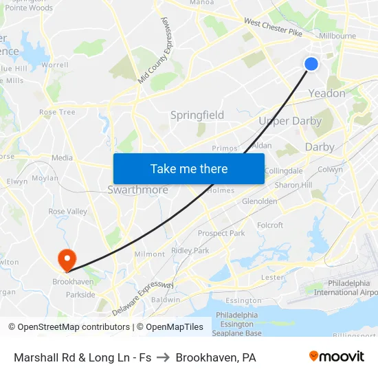 Marshall Rd & Long Ln - Fs to Brookhaven, PA map