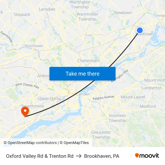 Oxford Valley Rd & Trenton Rd to Brookhaven, PA map