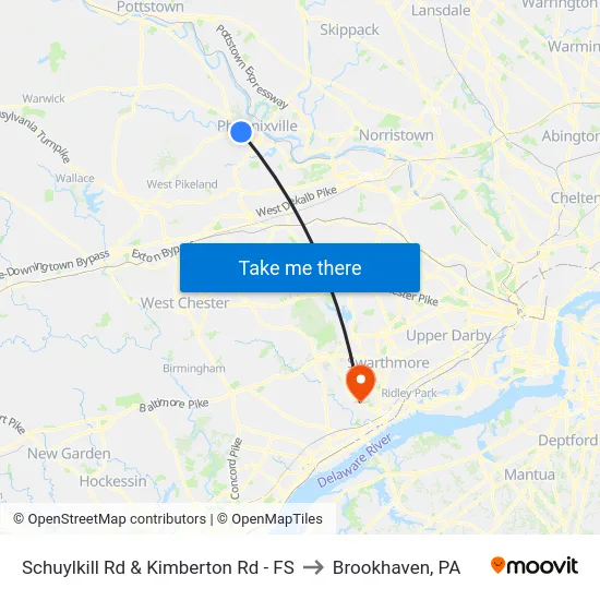 Schuylkill Rd & Kimberton Rd - FS to Brookhaven, PA map