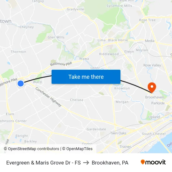 Evergreen & Maris Grove Dr - FS to Brookhaven, PA map