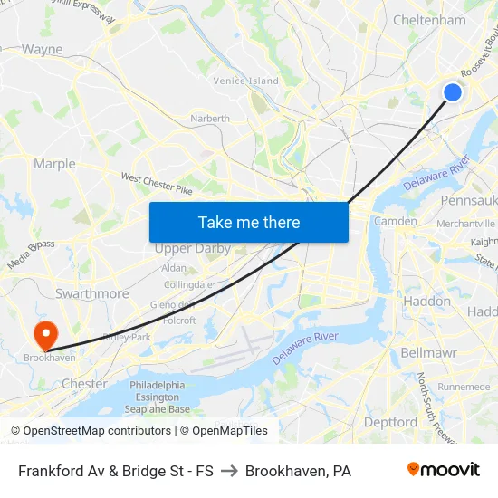 Frankford Av & Bridge St - FS to Brookhaven, PA map