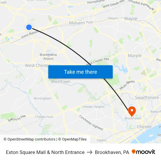Exton Square Mall & North Entrance to Brookhaven, PA map