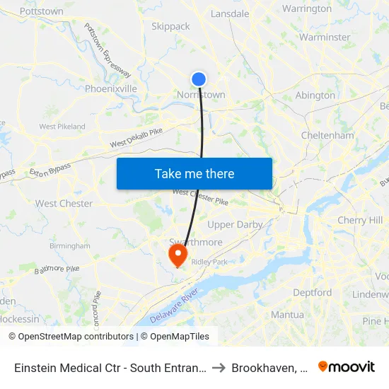 Einstein Medical Ctr - South Entrance to Brookhaven, PA map