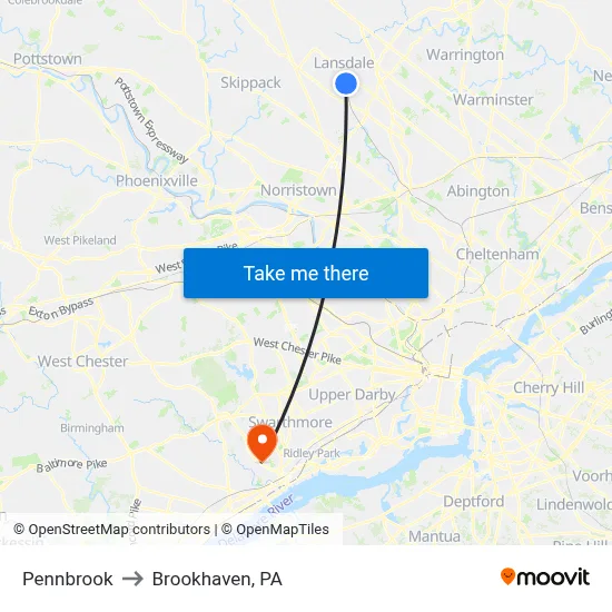 Pennbrook to Brookhaven, PA map