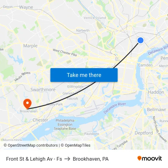 Front St & Lehigh Av - Fs to Brookhaven, PA map