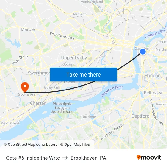 Gate #6 Inside the Wrtc to Brookhaven, PA map
