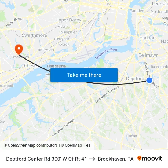 Deptford Center Rd 300' W Of Rt-41 to Brookhaven, PA map