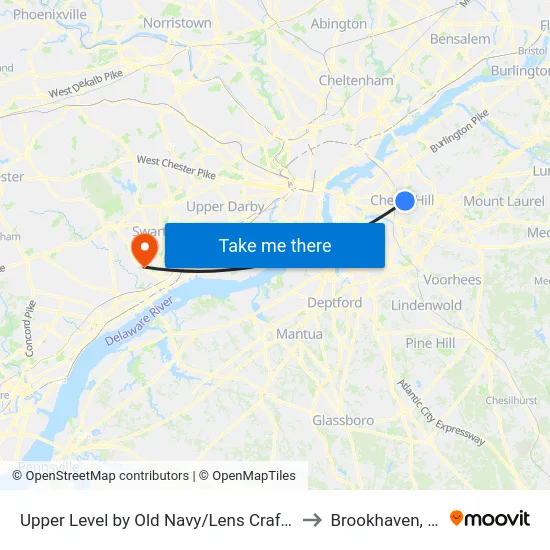 Upper Level by Old Navy/Lens Crafters to Brookhaven, PA map