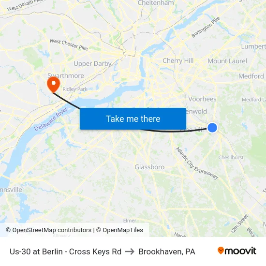 Us-30 at Berlin - Cross Keys Rd to Brookhaven, PA map