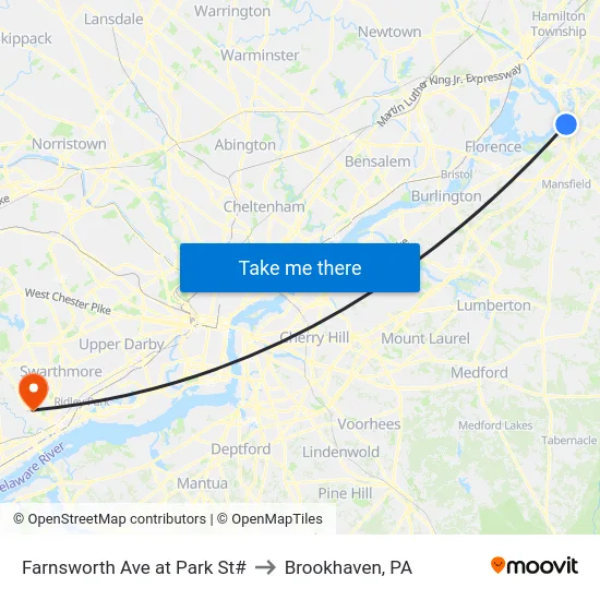 Farnsworth Ave at Park St# to Brookhaven, PA map