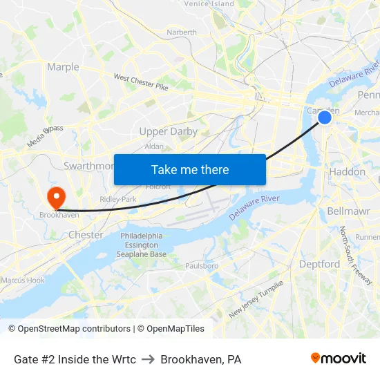 Gate #2 Inside the Wrtc to Brookhaven, PA map