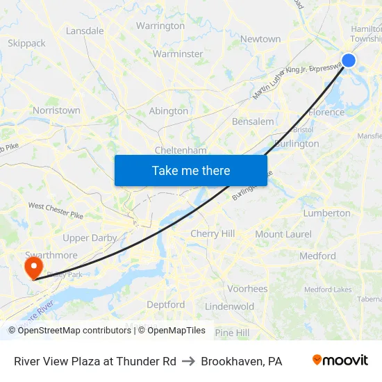 River View Plaza at Thunder Rd to Brookhaven, PA map