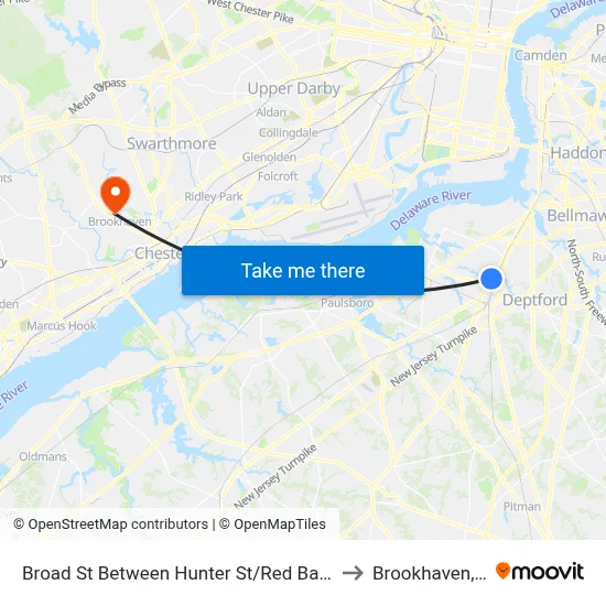 Broad St Between Hunter St/Red Bank Ave to Brookhaven, PA map