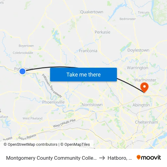 Montgomery County Community College to Hatboro, PA map