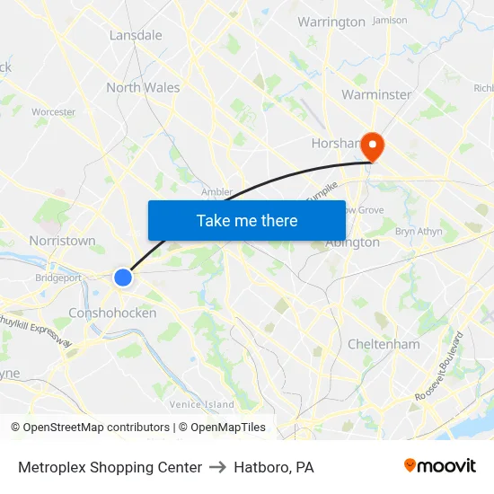 Metroplex Shopping Center to Hatboro, PA map