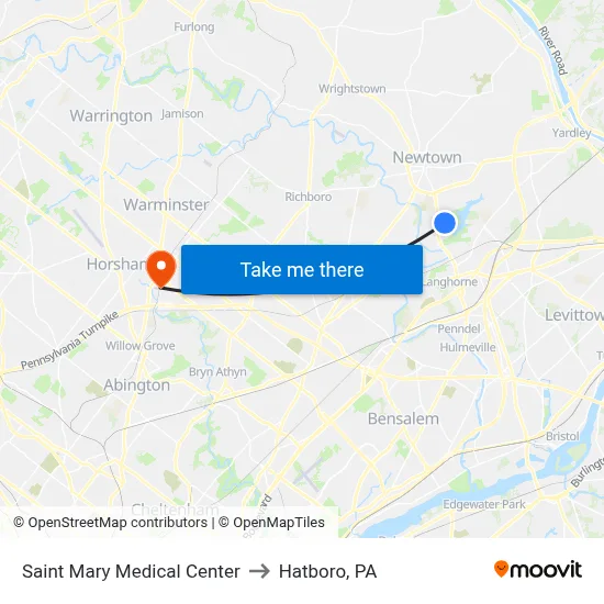 Saint Mary Medical Center to Hatboro, PA map