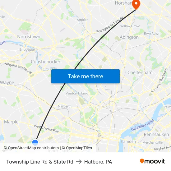 Township Line Rd & State Rd to Hatboro, PA map