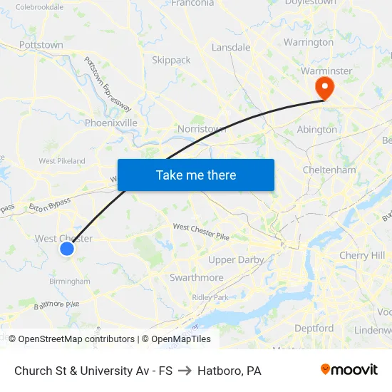 Church St & University Av - FS to Hatboro, PA map