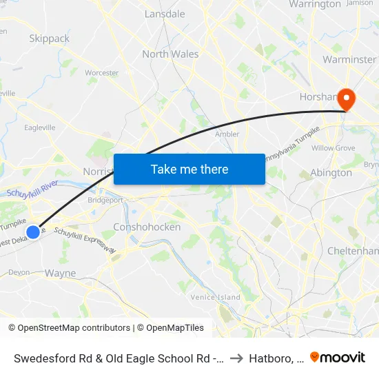 Swedesford Rd & Old Eagle School Rd - Mbns to Hatboro, PA map