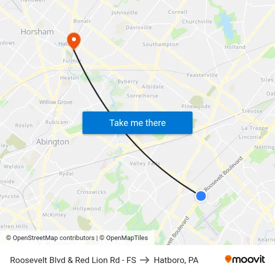Roosevelt Blvd & Red Lion Rd - FS to Hatboro, PA map