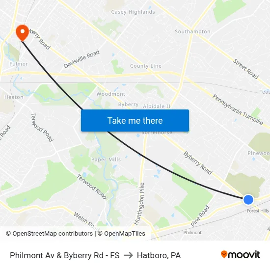 Philmont Av & Byberry Rd - FS to Hatboro, PA map