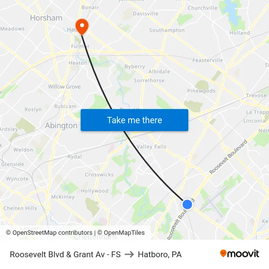 Roosevelt Blvd & Grant Av - FS to Hatboro, PA map