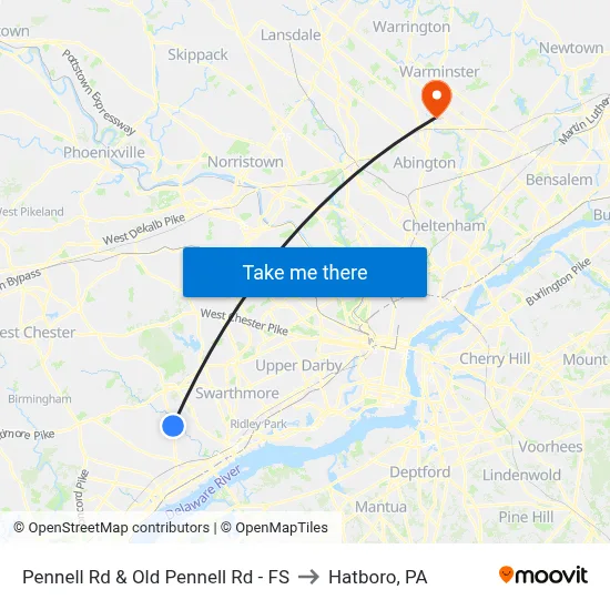 Pennell Rd & Old Pennell Rd - FS to Hatboro, PA map