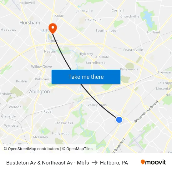 Bustleton Av & Northeast Av - Mbfs to Hatboro, PA map