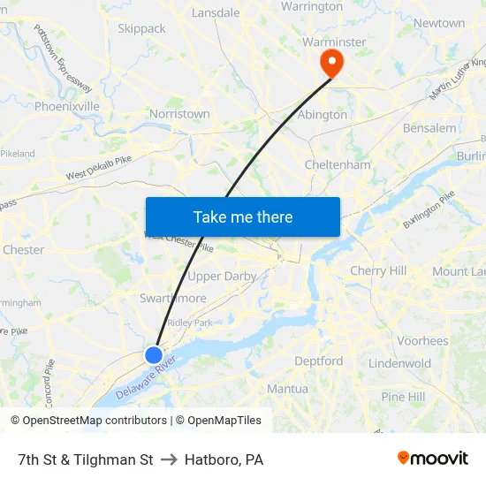 7th St & Tilghman St to Hatboro, PA map