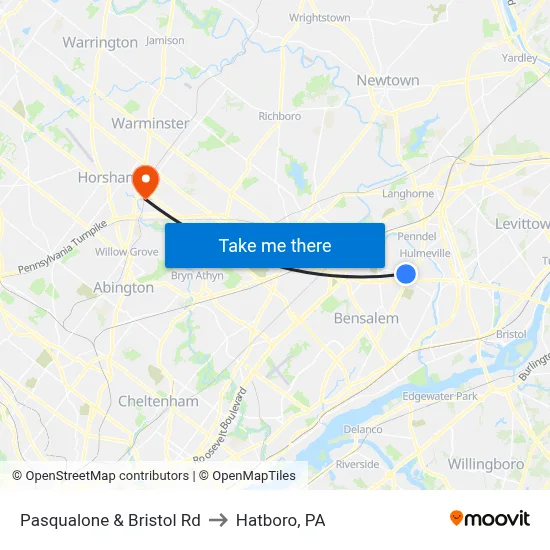 Pasqualone & Bristol Rd to Hatboro, PA map