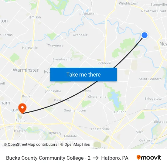 Bucks County Community College - 2 to Hatboro, PA map