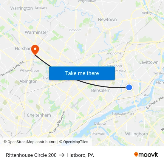 Rittenhouse Circle 200 to Hatboro, PA map