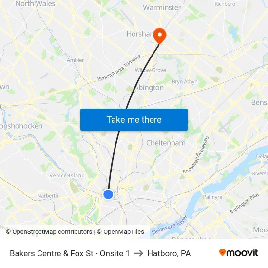 Bakers Centre & Fox St - Onsite 1 to Hatboro, PA map