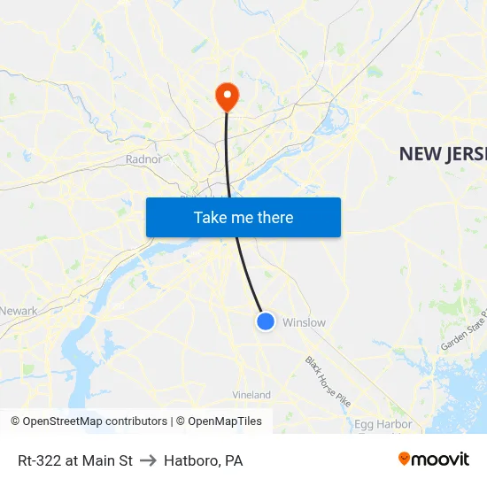 Rt-322 at Main St to Hatboro, PA map