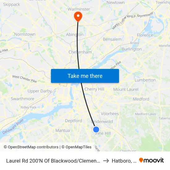 Laurel Rd 200'N Of Blackwood/Clementon Rd to Hatboro, PA map