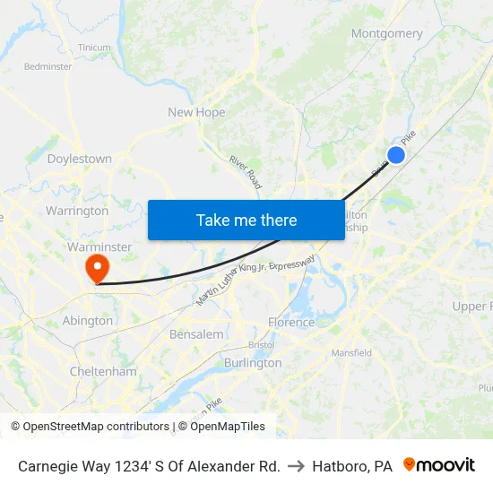Carnegie Way 1234' S Of Alexander Rd. to Hatboro, PA map