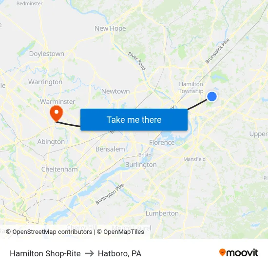 Hamilton Shop-Rite to Hatboro, PA map