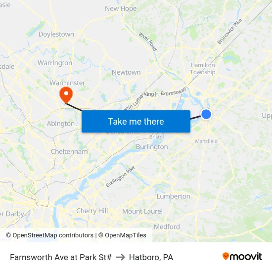 Farnsworth Ave at Park St# to Hatboro, PA map