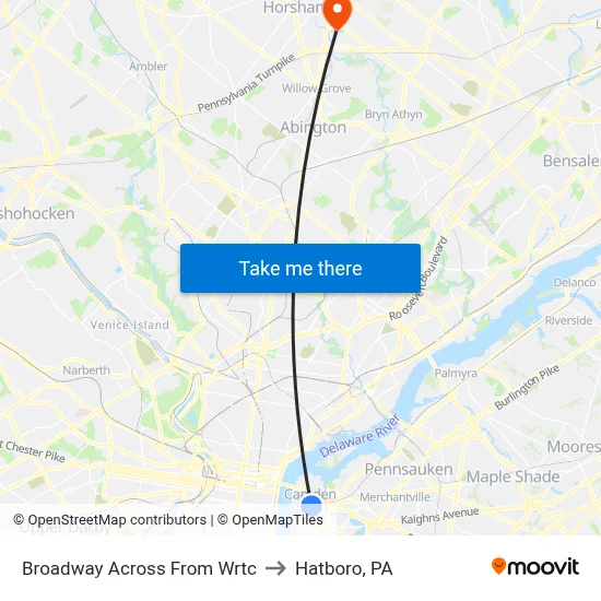 Broadway Across From Wrtc to Hatboro, PA map