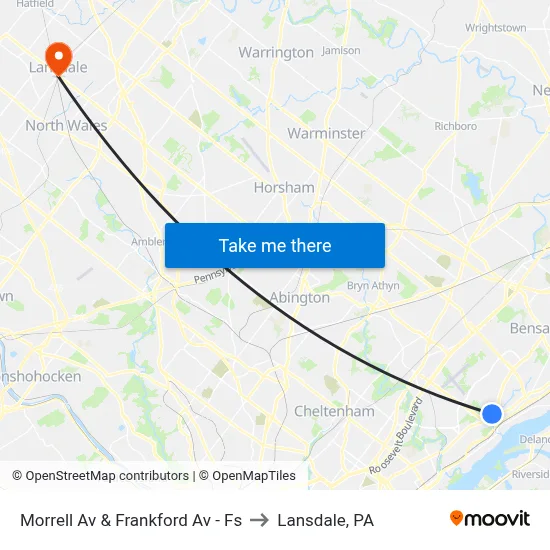 Morrell Av & Frankford Av - Fs to Lansdale, PA map